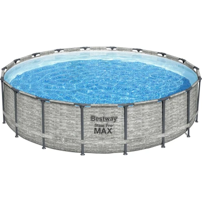 Afbeelding van Bestway Steel Pro MAX Opzetzwembad inclusief filterpomp 549x122 cm Steenprint Rond