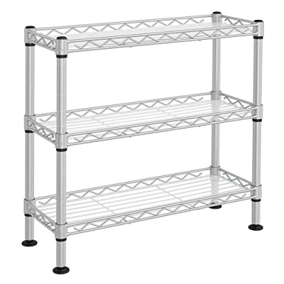 Afbeelding van SONGMICS Kruidenrek met 3 niveaus, keukenopberger, gemaakt van metaal, PP panelen, verstelbaar plankniveau, 40 x 15 39,5 cm, mat zilver LGR025E01