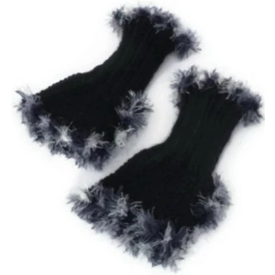 Afbeelding van handgebreide zwarte polswarmers, gebreide armwarmers, vingerloze handschoenen