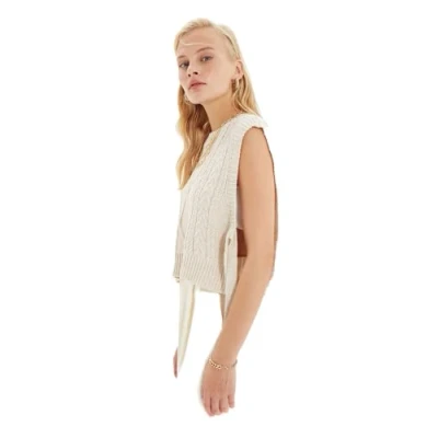 Afbeelding van Trendyol Saks Crop Side Ribbon/Bow Tie Gedetailleerde Gebreide Trui Twoaw22Sv0058