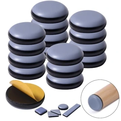 Afbeelding van meubelschuifregelaars voor tapijt en hardhouten vloeren, zelfklevende meubelglijders, pads (rond 25 mm)