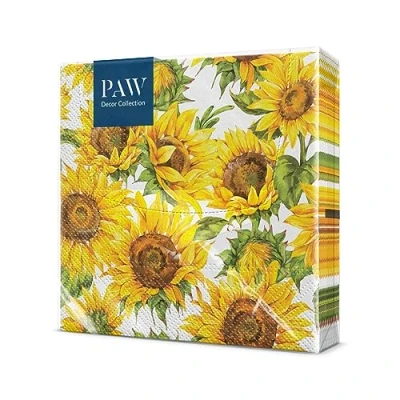 Afbeelding van PAW Papieren Servetten 3 laags (33 x 33 cm) 20 Stuks Thema met Bladeren Warme Kleuren en Motieven Oogstfeest Tafelversiering Gezellige Herfstdecoratie Kleur: Dancing Sunflowers
