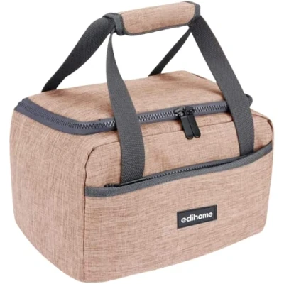 Afbeelding van Edihome, Koeltas, lunchtas, 8 liter, thermo lunchbox, geïsoleerd, voor lunch, werk, camping of reizen, draagbaar, blauw, beige grijs (Blauw)