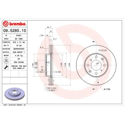 Afbeelding van Brembo Remschijf 09.5285.11