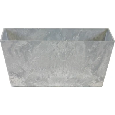 Afbeelding van Bloempot/plantenpot balkonbak van gerecycled kunststof steengrijs D37 x 17 en H17 cm Plantenbakken
