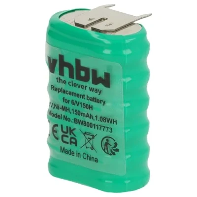 Afbeelding van vhbw NiMH Vervangende knoopcelbatterij type 6/V150H 3 pins 150mAh 7,2V compatibel met modelbouwaccu&#039;s, zonne lampen UVM.