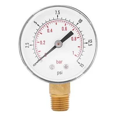 Afbeelding van Mini lage druk gaas, BSPT drukmeter voor brandstof lucht olie of water 0 15 psi /0 1bar