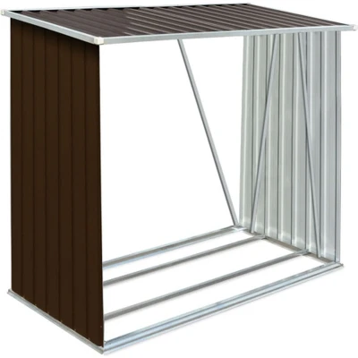 Afbeelding van Haardhoutschuur 163x83x154 cm gegalvaniseerd staal bruin