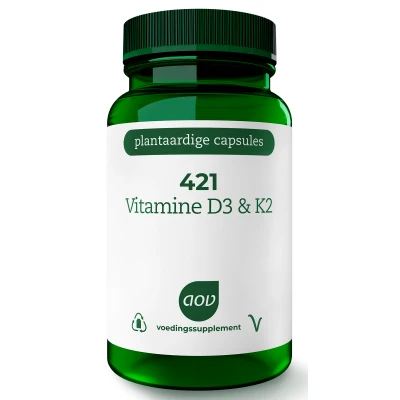 Afbeelding van Gratis Verzending: 2x AOV 421 Vitamine D3&amp;K2 60 vegacapsules