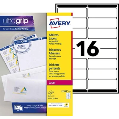 Afbeelding van Avery L7162 15 adreslabels Wit Zelfklevend label