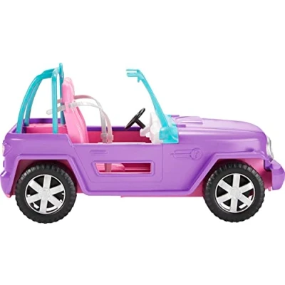 Afbeelding van Barbie GMT46 Strandjeep in paars, voertuig met ruimte voor 2 poppen, poppenaccessoires, speelgoed vanaf 3 jaar