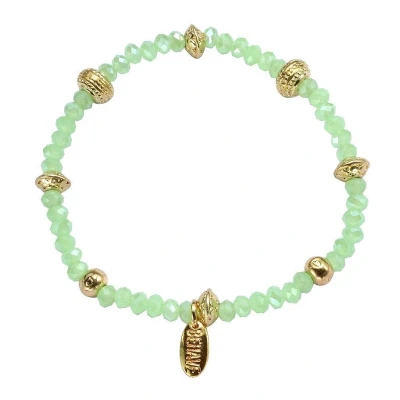 Afbeelding van Behave Elastische armband groen met facet geslepen glaskralen