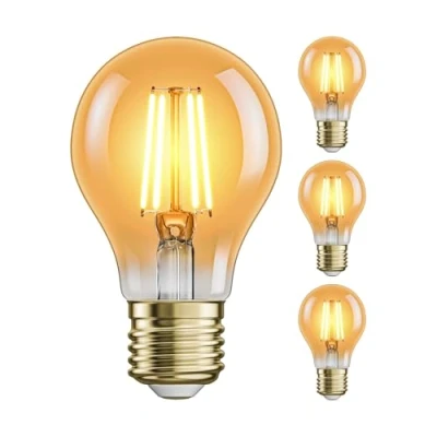 Afbeelding van ledscom.de 4 stuks E27 LED lamp, A60, extra warm wit (2500 K), 4,2 W, 471lm, goudkleurig