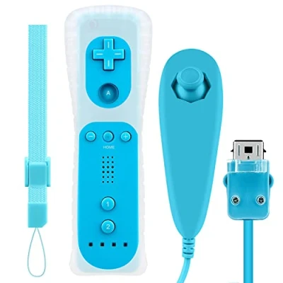 Afbeelding van OSTENT Motion Sensor Ver Controlemechanisme + Bedrade Nunchuck Combo voor Nintendo Wii console, Kleur Blauw
