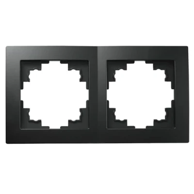 Afbeelding van kader FLAIR voor schakeldozen, 2 voudig stopcontactframe, schakelframe, dubbel frame, mat zwart