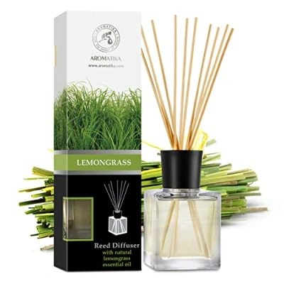 Afbeelding van Diffuser Citroengras 200ml met 8 Bamboestokken 100% Puur &amp; Natuurlijke Citroengrasolie Geen Alcohol Beter Kamergeur Aromatherapie Thuis Keuken Boetiek Spa