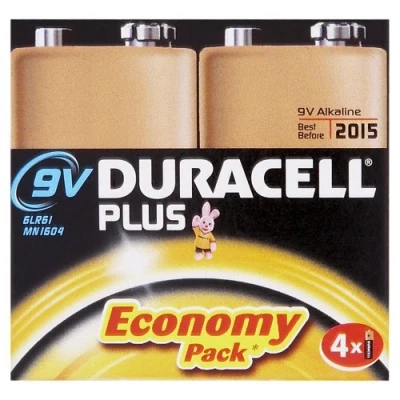 Afbeelding van Duracell Plus MN1604 Alkaline 9 V batterijen 4 Pack