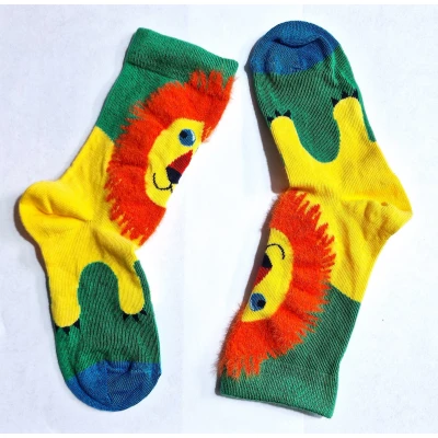 Afbeelding van 1 paar Kinder Happy socks ,Leeftijd 4 tot 6 Jaar, Tijger motief