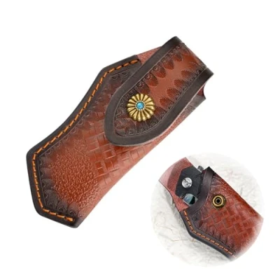 Afbeelding van CHENNAN Messenschede, klapmes, leer, EDC zakmes, holster, koelattenleer, zakmesschede, riemtas, etui, slijtvast, voor bruin, geen