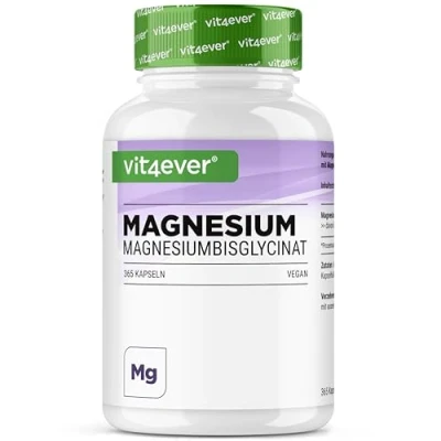 Afbeelding van magnesium bisglycinaat 365 capsules Premium: Chelated 155 mg elementair per capsule Veganistisch Hooggedoseerde formule