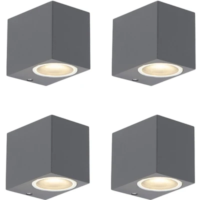 Afbeelding van QAZQA Set van 4 moderne wandlampen antraciet IP44 Baleno I