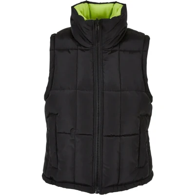 Afbeelding van Urban Classics Reversible Cropped Puffer Bodywarmer, Dames, Maat: Large, Black frozenyellow