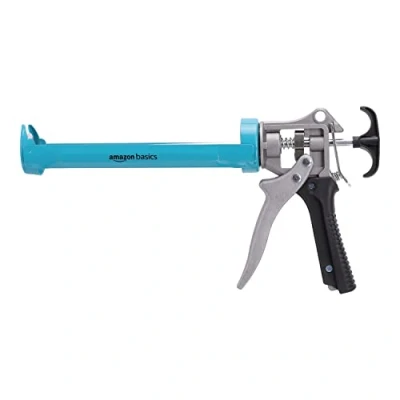 Afbeelding van Amazon Basics Kitpistool, stevig, 310 ml, 12:1 duwratio, aluminium handvat en plastic steungreep, blauw/grijs