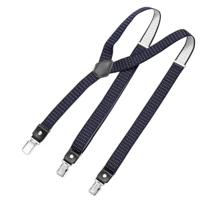 Afbeelding van DonDon smalle bretels 2,5 cm 3 Y vormige clips elastisch en in lengte verstelbaar verschillende uitvoeringen Gestippeld blauw wit