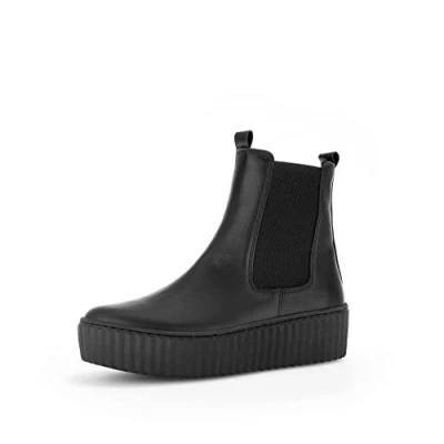 Afbeelding van Gabor Chelsea boots voor dames, halfhoge laarzen, korte overgangsschoenen, plat, zwart (uni), 37,5 EU / 4,5 UK, (01), 37.5