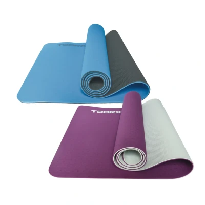 Afbeelding van Toorx Fitness Yogamat 183 x 60 0,6 cm Dual Color Blauw Paars TPE
