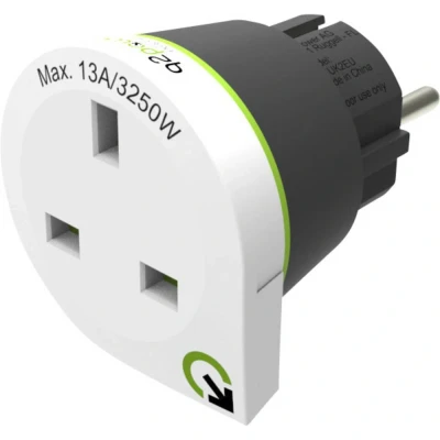 Afbeelding van Q2 Power United Kingdom to Europe Universal Reiseadapter mit Erdungsstecker KID SAFE Stoßschutz Spannung und Leistung 100V 1000W / 250V 2500W