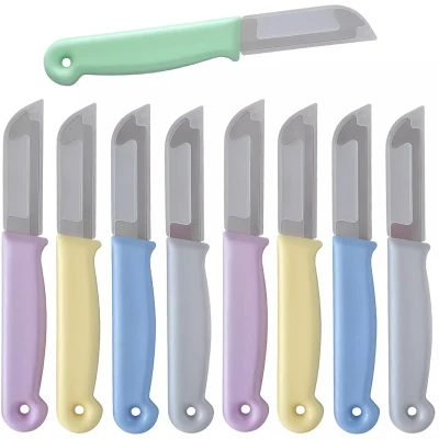 Afbeelding van Solingen Schilmesje RVS Glad 16 cm met Blade Cover Pastel Mix 10 Stuks