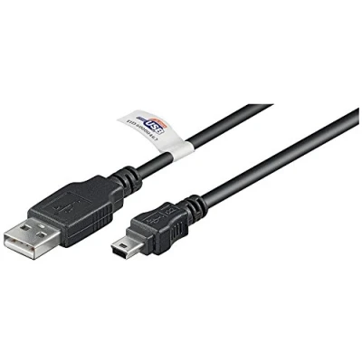 Afbeelding van USB Mini B naar A kabel USB2.0 gecertificeerd tot 1A / zwart 1,8 meter
