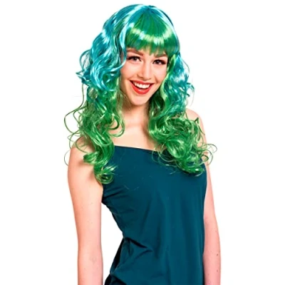 Afbeelding van Folat pruik Curly Green Carnaval accessoires Pruiken