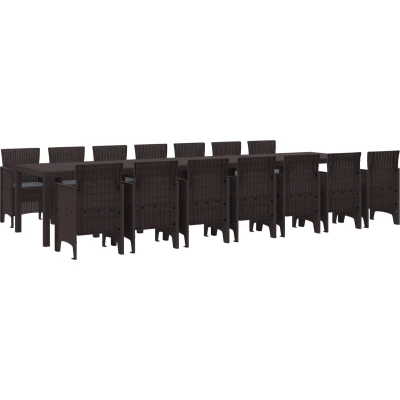 Afbeelding van vidaXL 15 delige Tuin Eetset met Kussens Bruin Poly Rattan