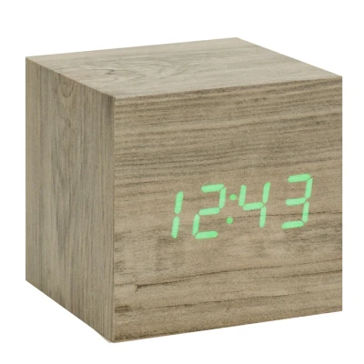 Afbeelding van Gingko Cube click clock Alarmklok Essen/LED Groen