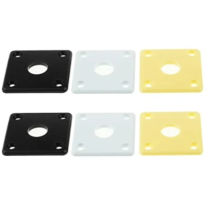 Afbeelding van Create idea 6 STKS gebogen Jack Plate Plastic Vierkante Jackplates Compatibel met USA Les Paul Epiphone Guitar 2 Crème &amp; Zwart Wit