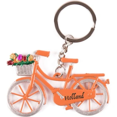 Afbeelding van Matix Sleutelhanger Fiets Oranje Met Tulpen Holland Souvenir from