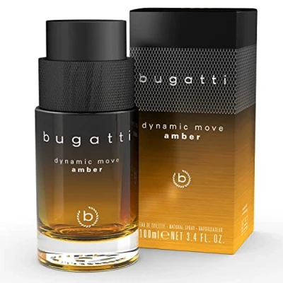 Afbeelding van bugatti Parfum Dynamic Move Amber voor heren, 100 ml, rokerig warm eau de toilette, sensueel sterke combinatie van kaneel, tabak en cypriol, dynamisch, poederachtig zoet scherp