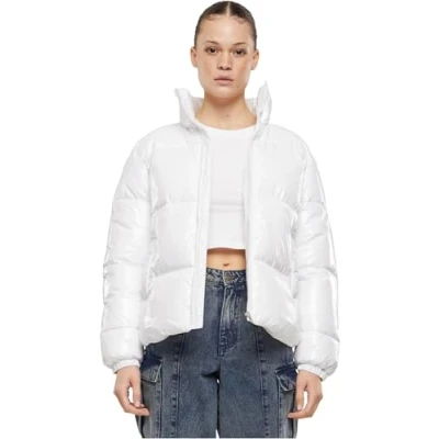 Afbeelding van Urban Classics Winterjas voor dames, gerecycled kort, glanzend donsjack vrouwen, losse pasvorm, wit, 5XL