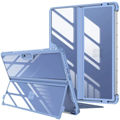 Afbeelding van FINTIE Hybride hoes, compatibel met Microsoft Surface Pro 9 (2022) 13 inch, schokbestendige foliohoes TPU robuust frame fit type cover toetsenbord + originele kickstand, blauw