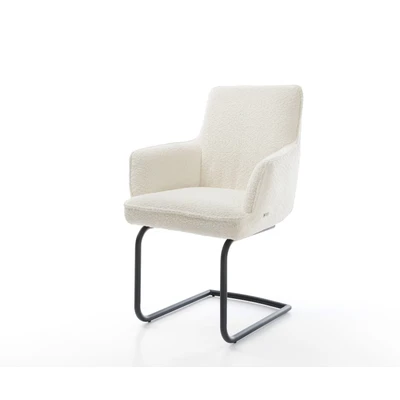 Afbeelding van sledemodel Heira Flex met armleuning rond zwart bouclé wit pocketveer kern