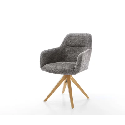 Afbeelding van Draaistoel Pejo Flex houten frame hoekig bouclé grijs 180 draaibaar