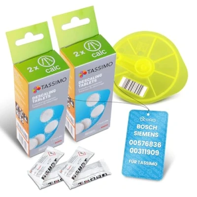 Afbeelding van DL pro Reinigingsschijf + 2 x ontkalker voor Bosch Siemens 576836 00576836 311909 00311909 Tassimo capsulemachine, koffiezetapparaat, volautomatische koffiemachine