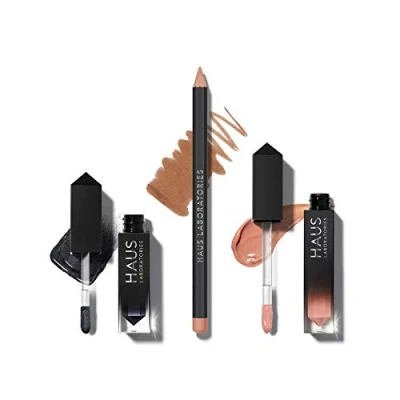 Afbeelding van HAUS LABORATORIES By Lady Gaga: OF COLLECTIONS Make upset met tas, vloeibare oogschaduw, lipliner pen en lipgloss in 9 sets, veganistisch dierproefvrij, 3 delige voordeelset