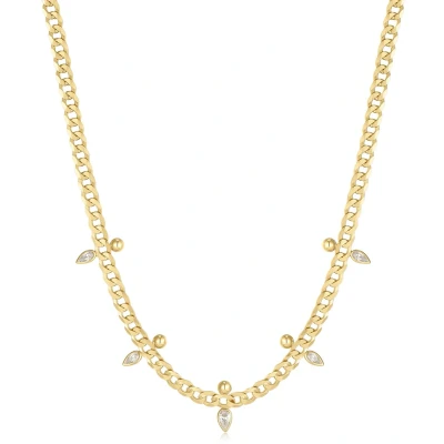 Afbeelding van Ania Haie dames Curb Christal Sparkle Point ketting M verguld in de kleur Goud