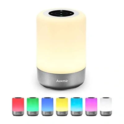 Afbeelding van Auxmir LED Nachtlampje met Aanraaksensor, Kleurverandering, Bedlampje Tafellamp Warm wit Licht, 8 Kleuren en Dimbare Sfeerlamp, voor Slaapkamer, Woonkamer Kantoor
