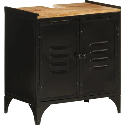 Afbeelding van Wastafelkast 55x35x60 cm ijzer en massief mangohout