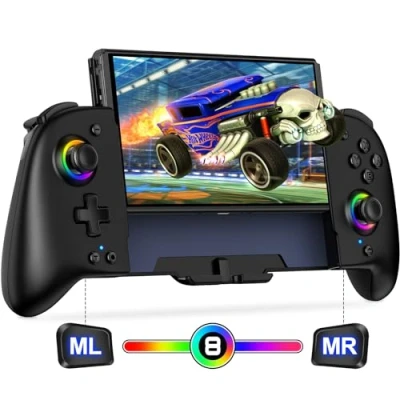 Afbeelding van ALEEMTRY switch controller voor Nintendo, draadloze handheld modus met turbo/1000 mAh/programmeerbare/6 assen gyro, grote handgreep Nintendo Switch/OLED