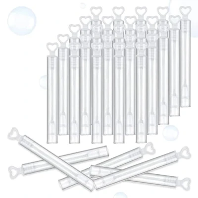 Afbeelding van 50 stuks bellenblaasset, bruiloftsset, bruiloft, zeepbellen, bellenblaasbuisjes met hartgreep, voor doop, verloving, gastgeschenk, kinderen, verjaardagsfeest (leeg)